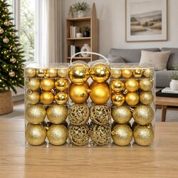 Decorate Your Space with 100 Gold Christmas Ball Ornaments