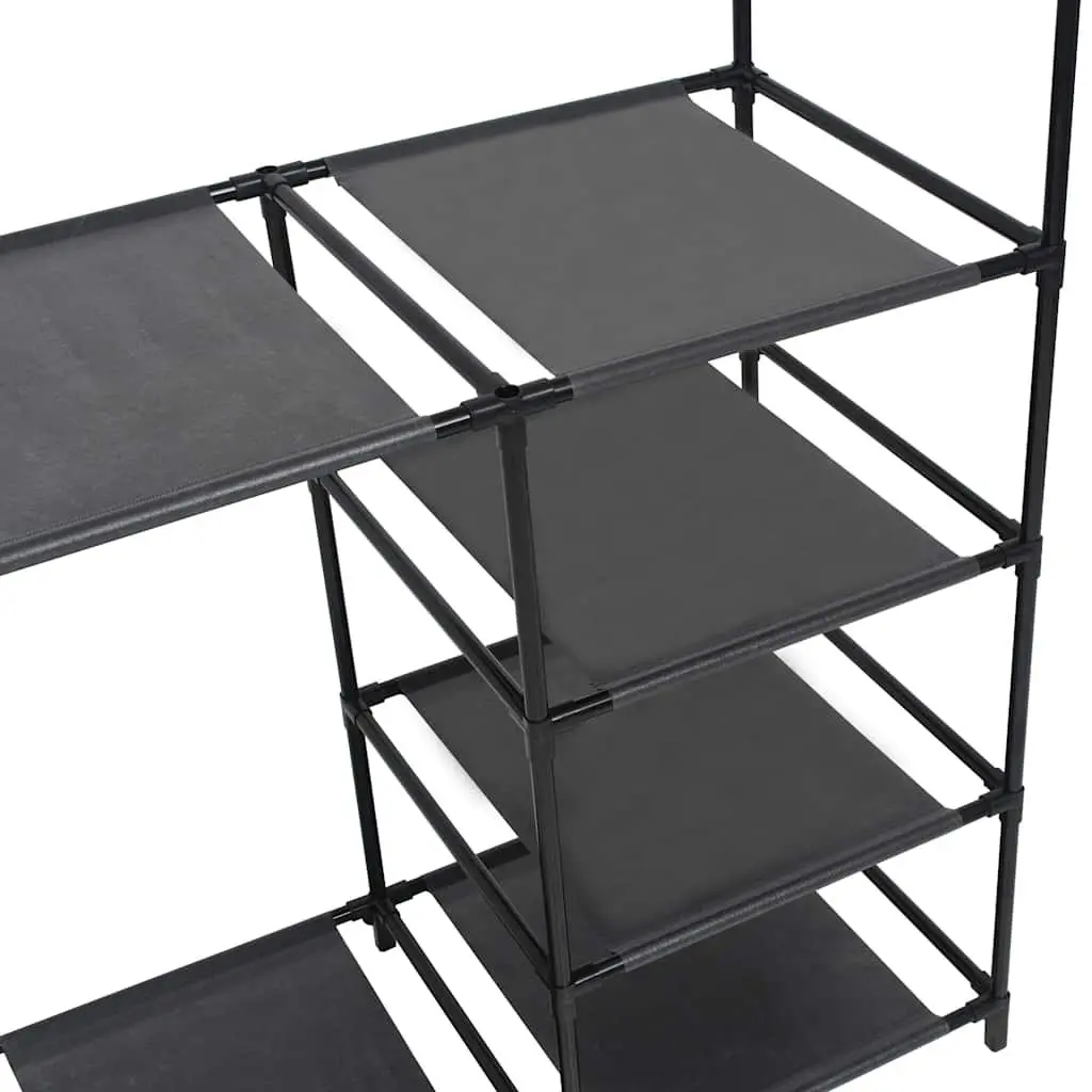 Clothes Rack Steel Frame with Non-woven Fabric Shelves and Hooks for Garment Storage