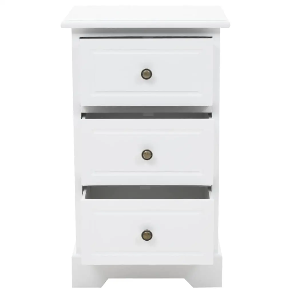 White Bedside Cabinet 3 Drawers Compact Storage Nightstand Furniture