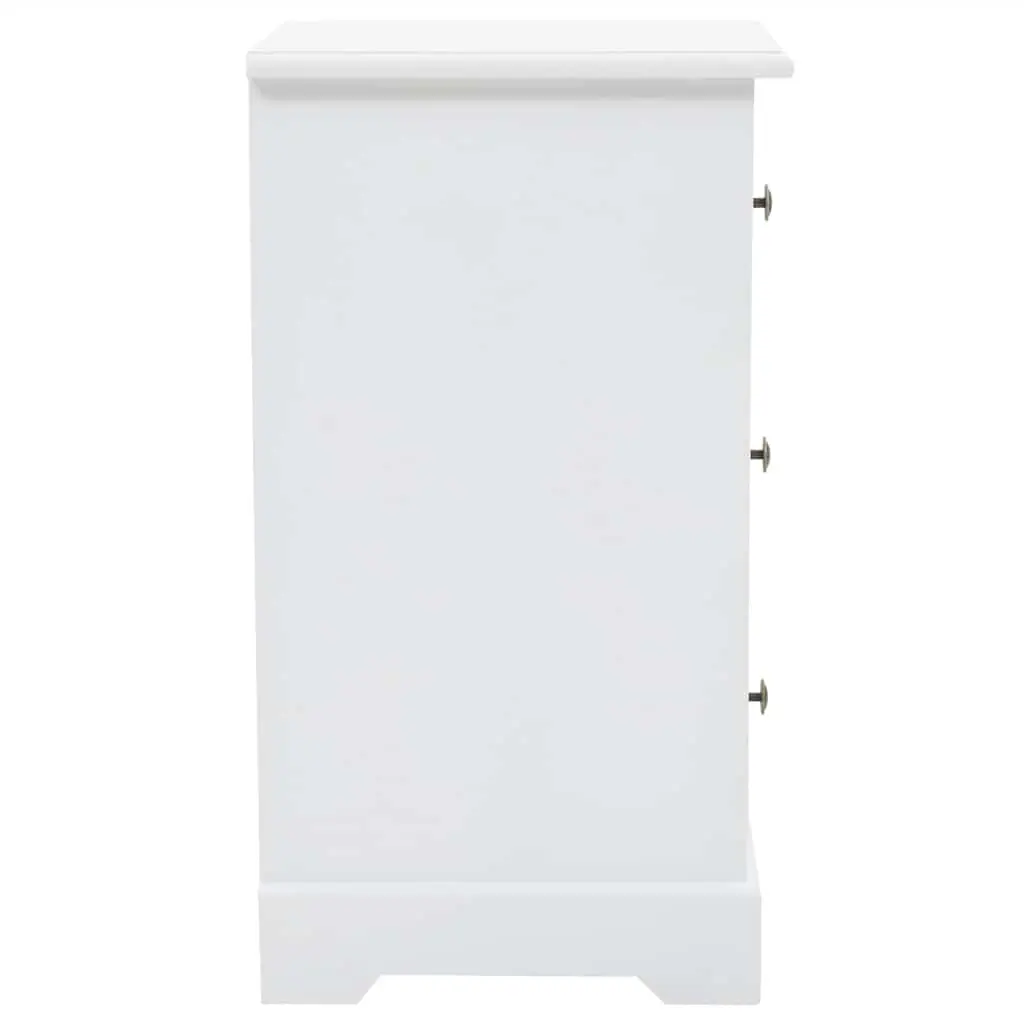 White Bedside Cabinet 3 Drawers Compact Storage Nightstand Furniture