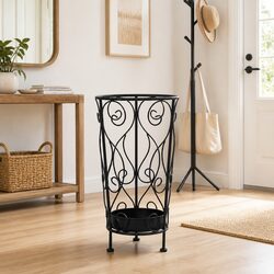 Elegant Black Umbrella Stand with Drip Tray for Your Home