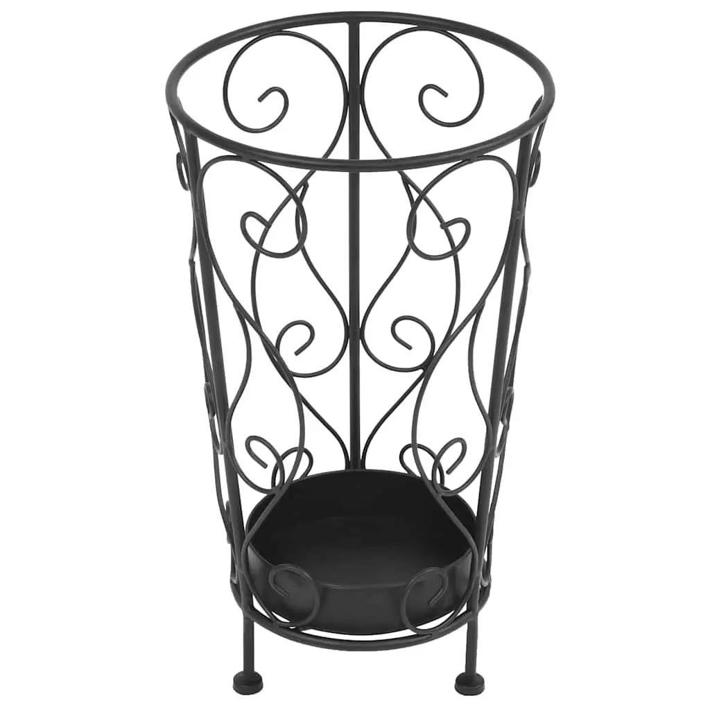 Metal Umbrella Stand Vintage Style with Drip Tray Black