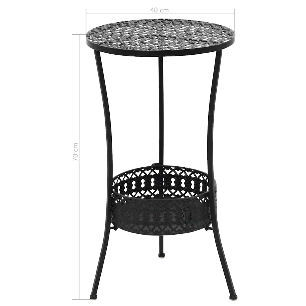 Bistro Table 40x70 cm Black Metal Antique Style with Bottom Storage Basket