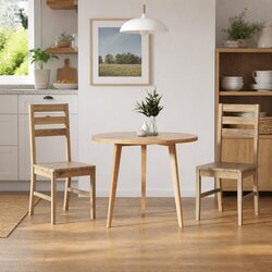 Dining Chairs 2 pcs Solid Acacia Wood Kitchen Room Furniture Brown Wooden Set
