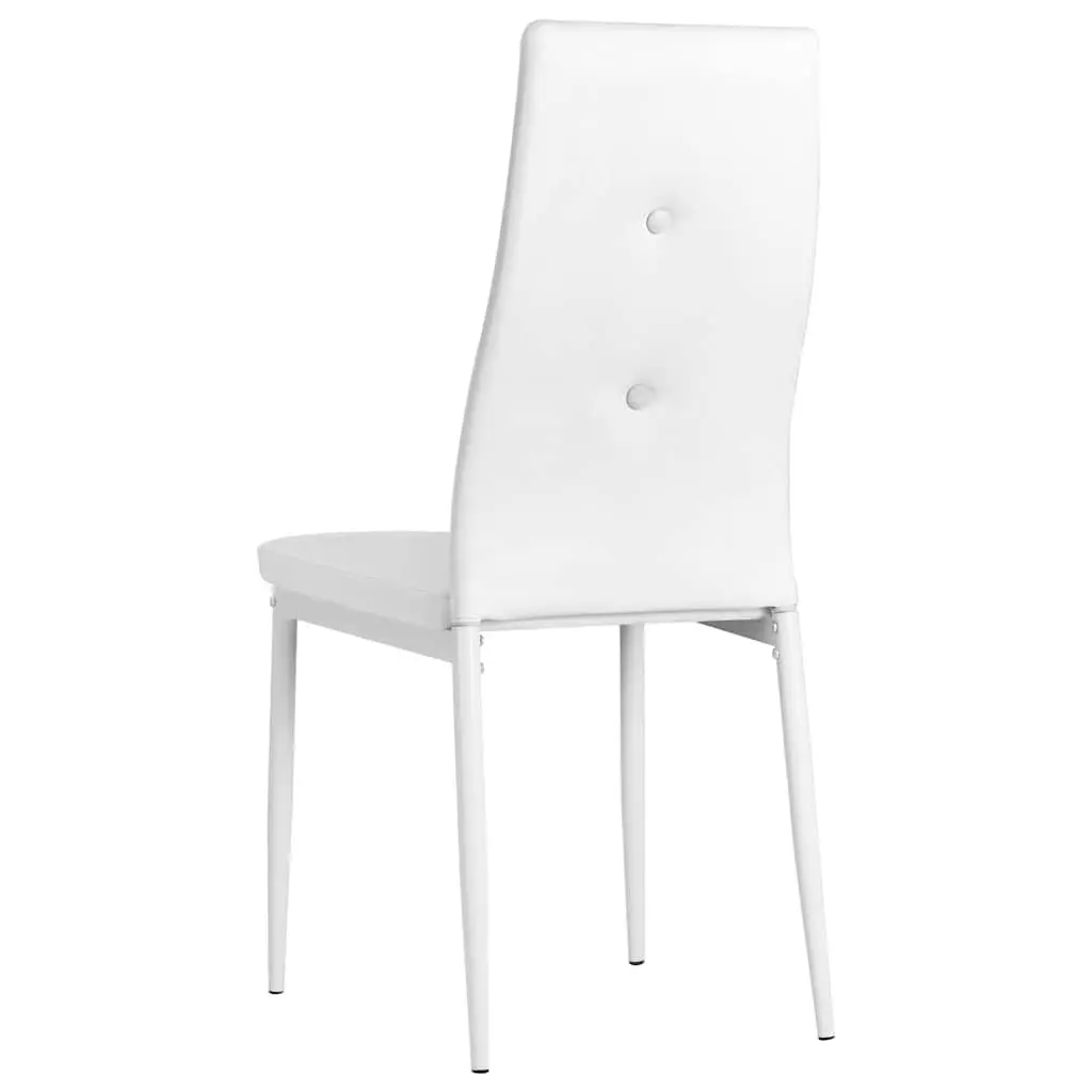 Dining Chairs 2 pcs White Faux Leather Padded Backrest Modern Kitchen Seating
