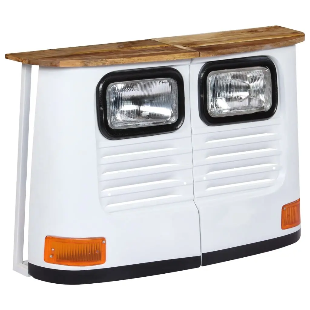 Truck Sideboard Storage Cabinet Solid Mango Wood White Industrial Rustic Style