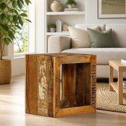 Wooden Stool 40x30x40cm Brown Solid Reclaimed Wood Side Table Storage Seat
