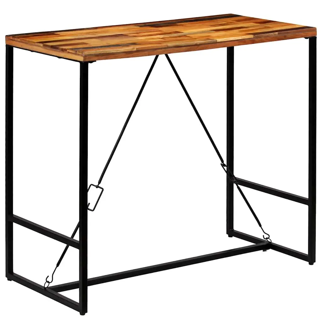 Bar Table 120 x 60 cm Solid Reclaimed Wood Industrial Style with Steel Legs
