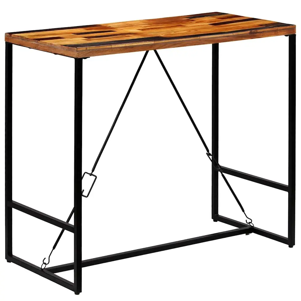 Bar Table 120 x 60 cm Solid Reclaimed Wood Industrial Style with Steel Legs