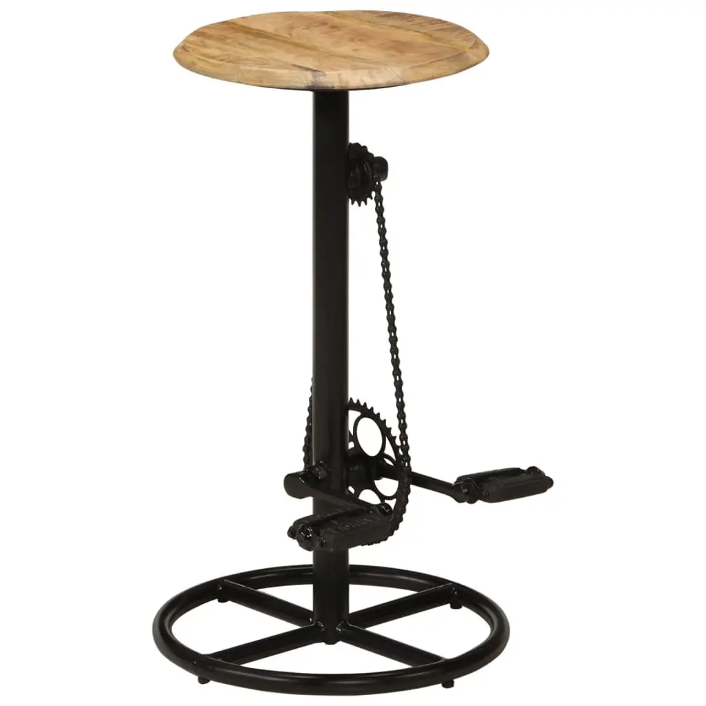 Bar Stools Set of 2 Solid Mango Wood Kitchen Dining Chair Footrest Industrial Style