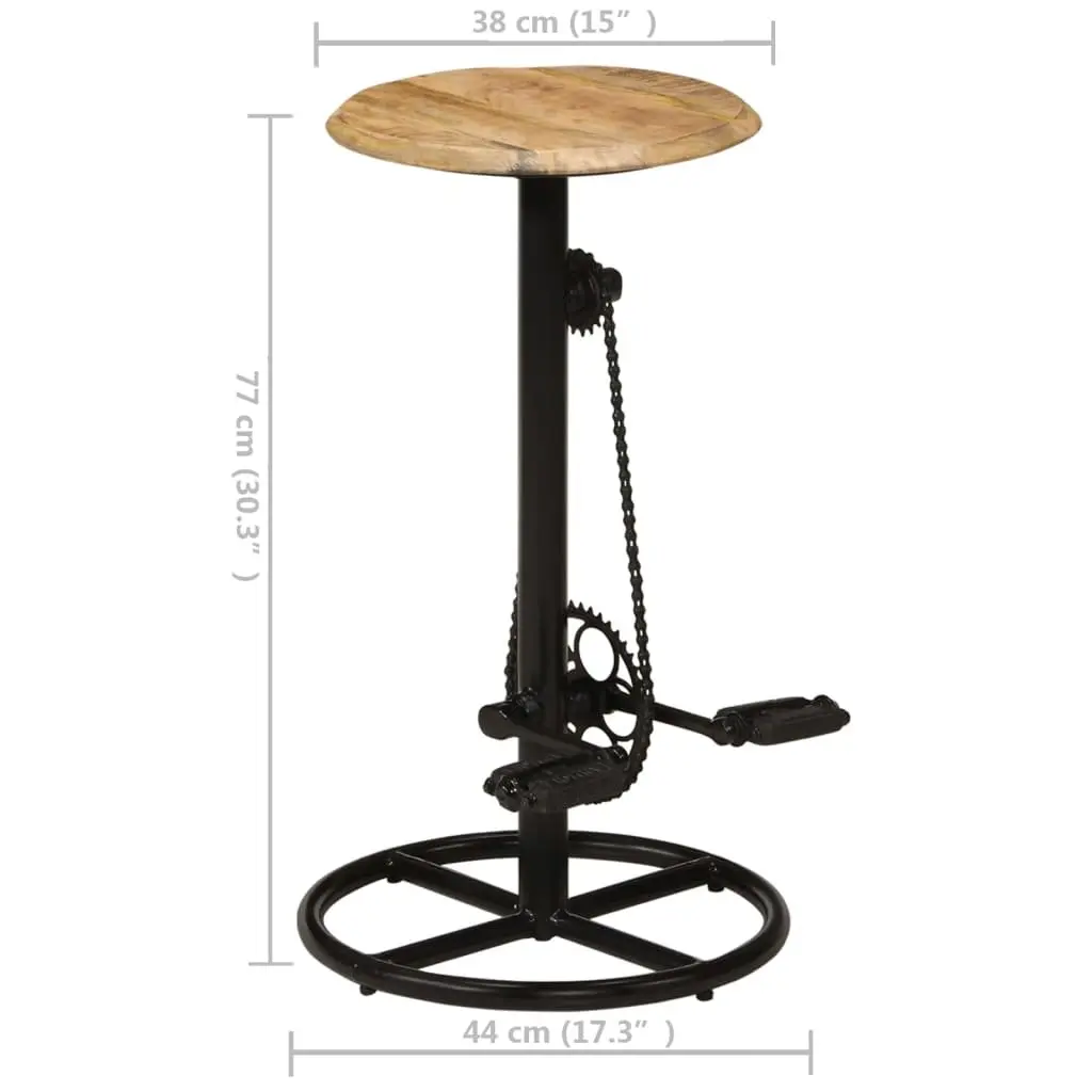 Bar Stools Set of 2 Solid Mango Wood Kitchen Dining Chair Footrest Industrial Style