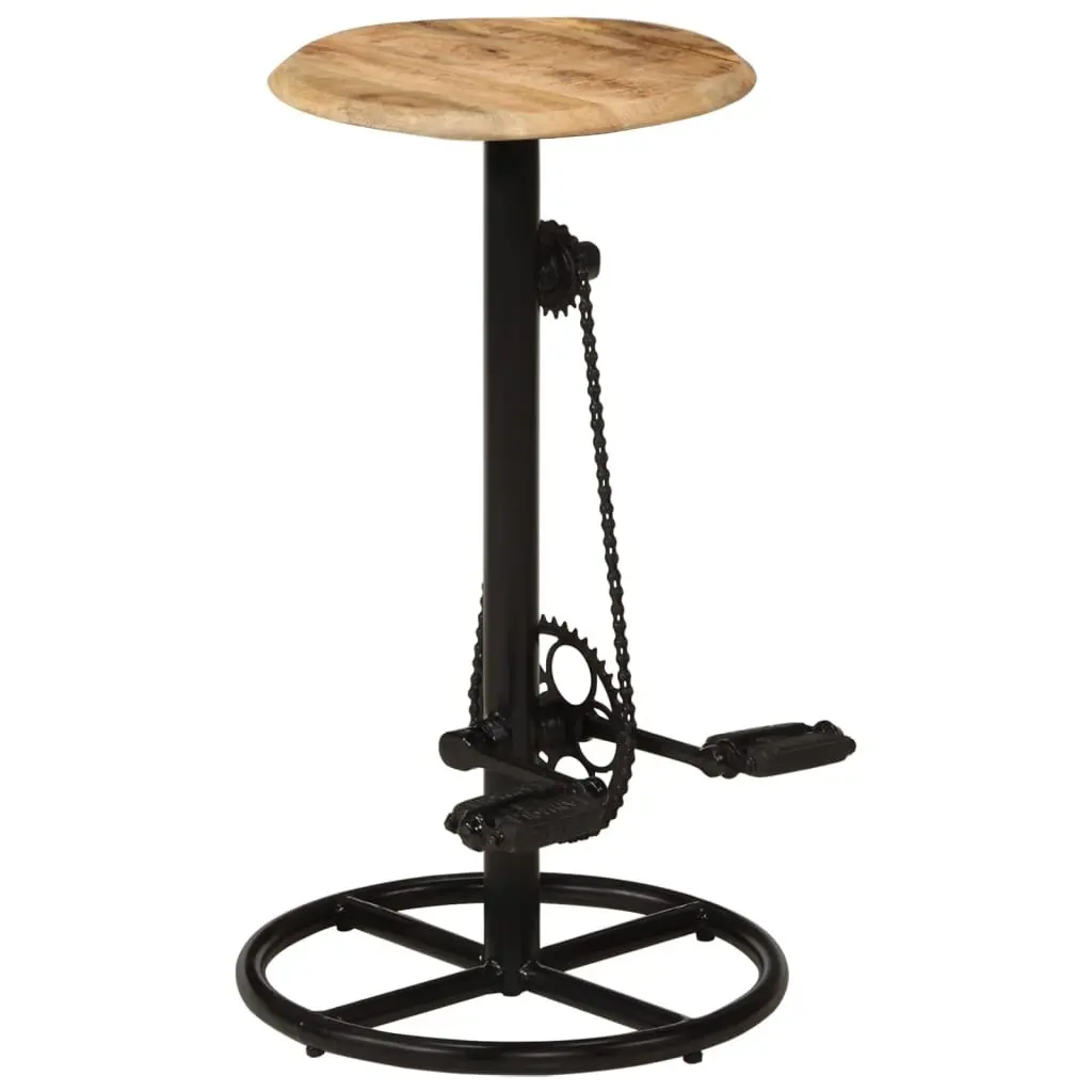 Bar Stools Set of 2 Solid Mango Wood Kitchen Dining Chair Footrest Industrial Style