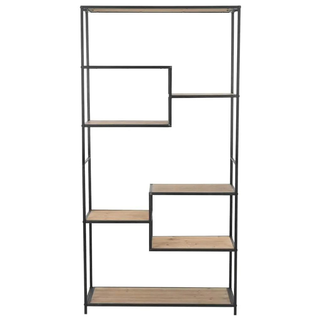 Bookcase Standing Shelf 90.5cm Solid Firwood Steel Frame Industrial Storage Display