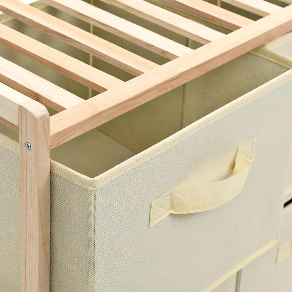 Storage Rack 6 Fabric Baskets Cedar Wood Lightweight Home Organizer