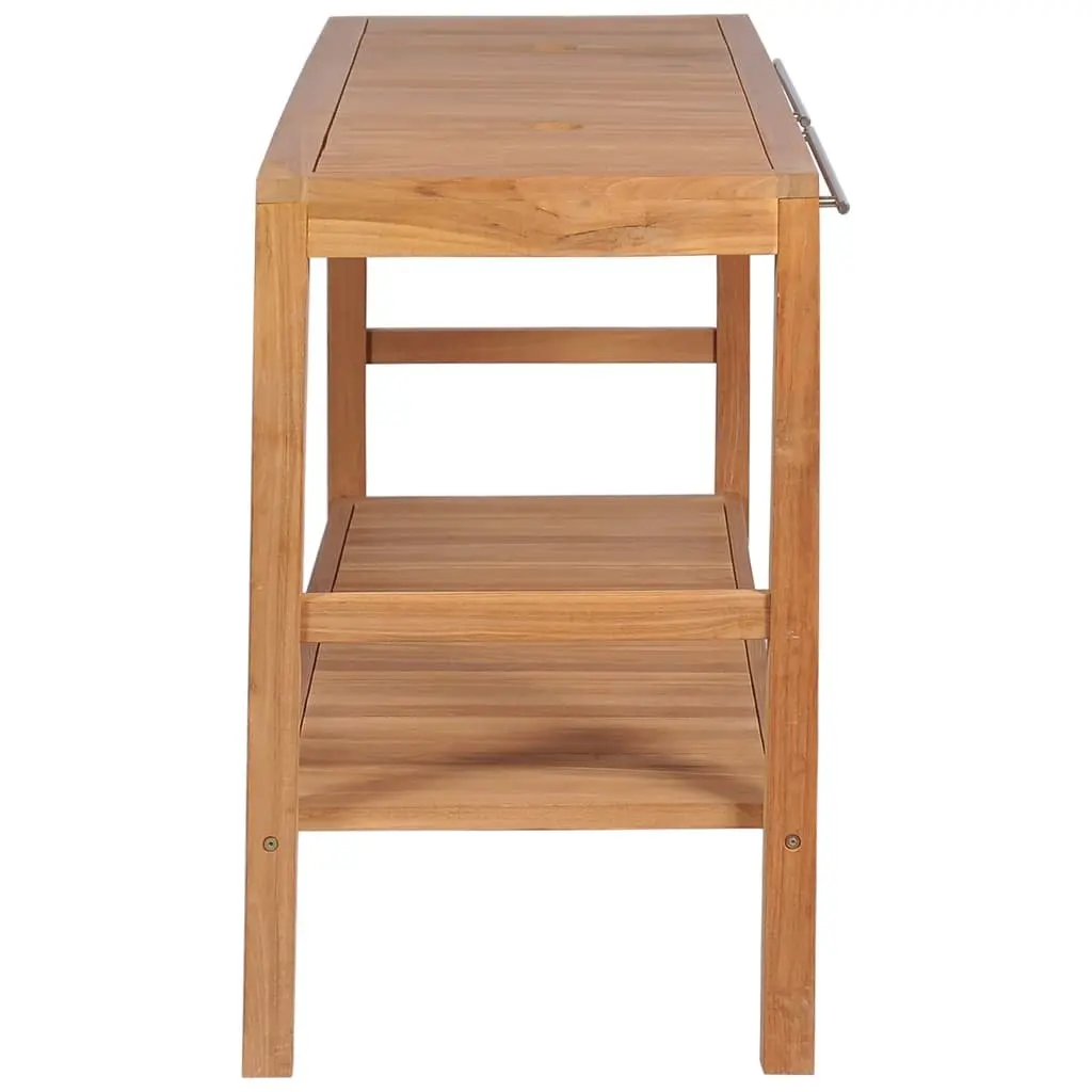 Bathroom Vanity Cabinet 132x45x75cm Solid Teak Storage with Drainage Holes and Towel Rails Brown