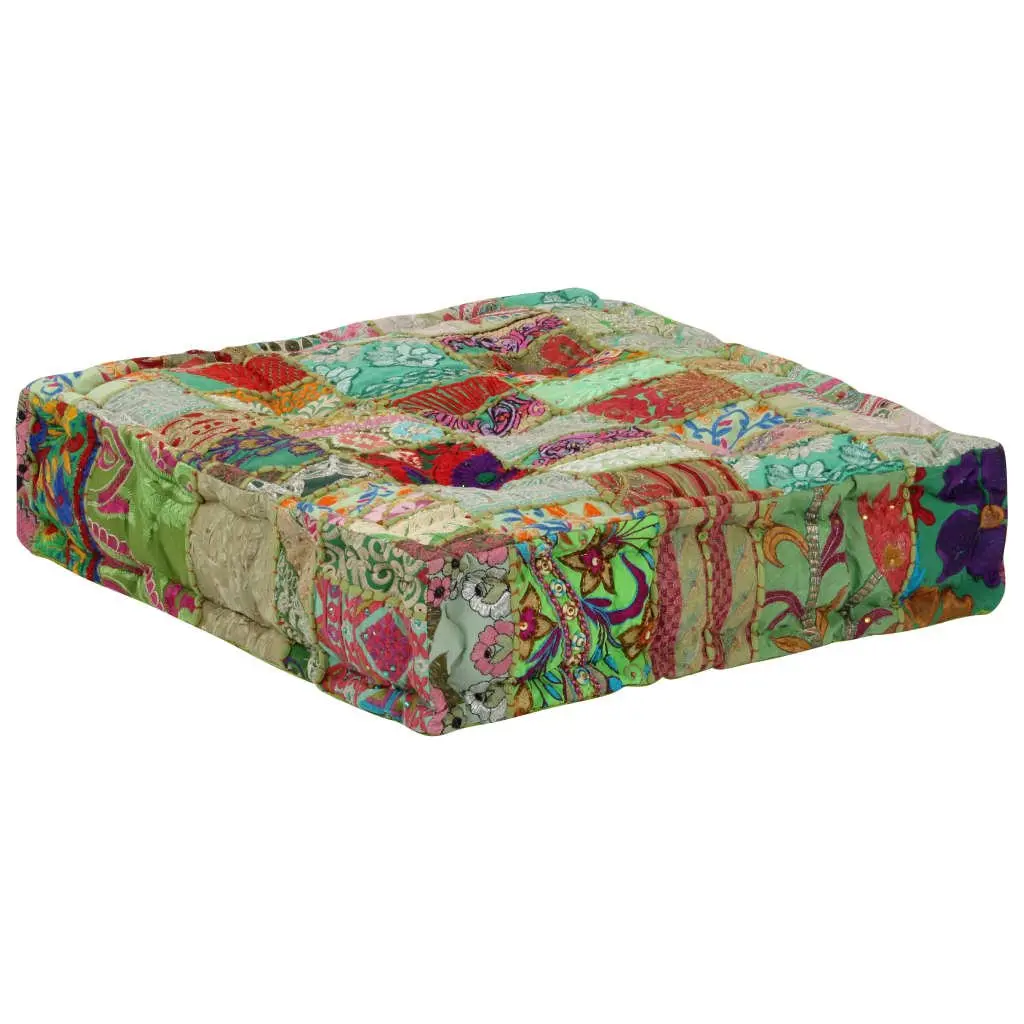 Patchwork Pouffe Square Handmade Foot Rest Stool Ottoman