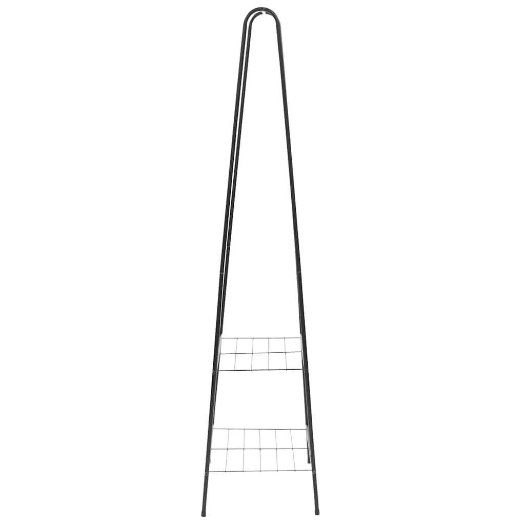 Clothes Rack Black Steel Frame with 2 Shelves for Bedroom Storage
