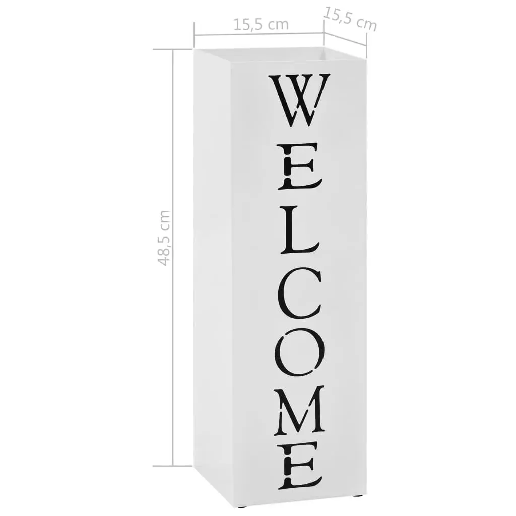 Umbrella Stand Steel White Modern Entrance Hall Storage Rack Drip Tray