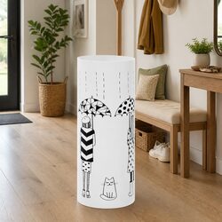 Umbrella Stand Steel White Modern Hallway Entryway Storage Rack Drip Tray