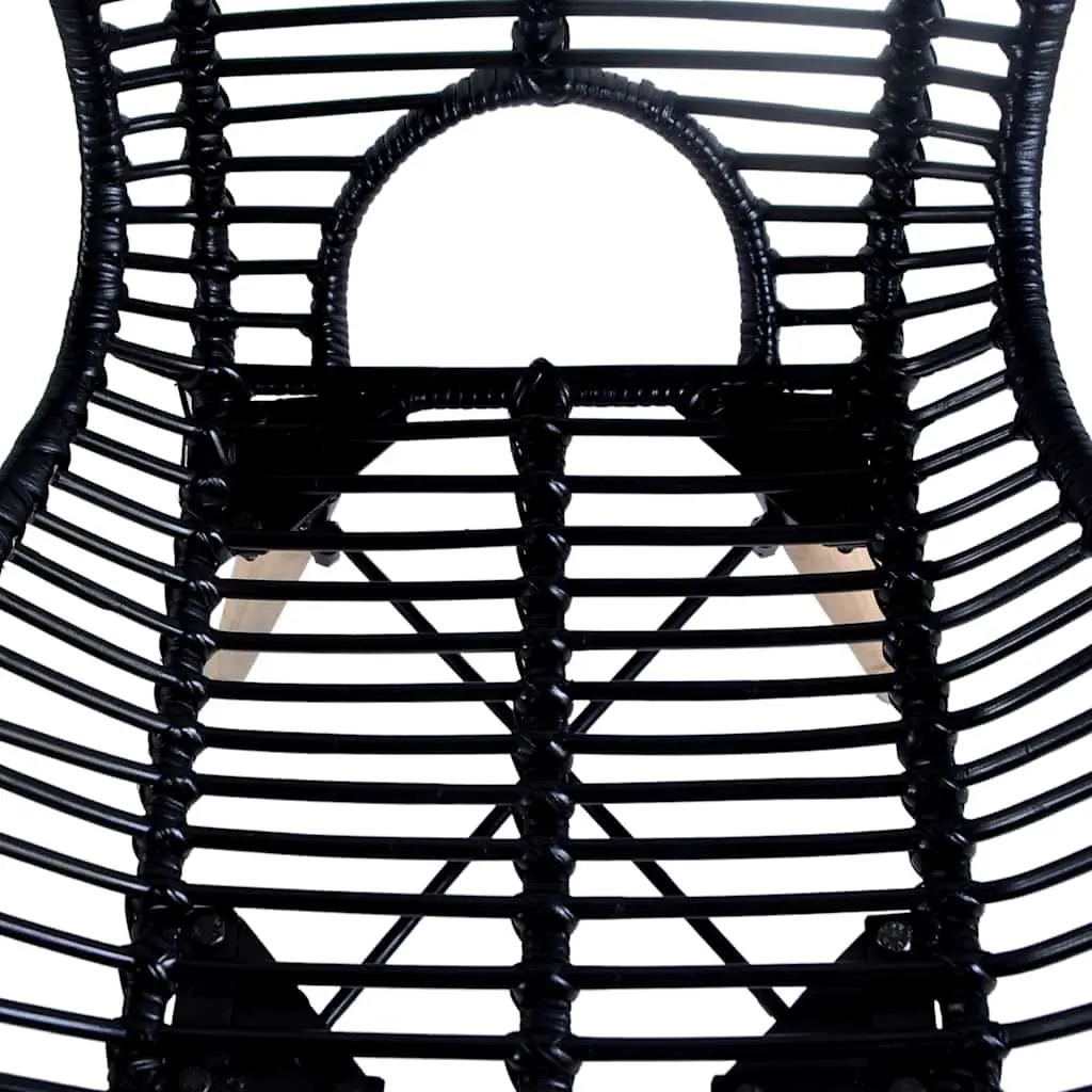 Dining Chairs Set of 4 Black Natural Rattan Wooden Legs Water Resistant Easy to Clean