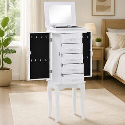 Elegant White Jewelry Cabinet for Your Stylish Space