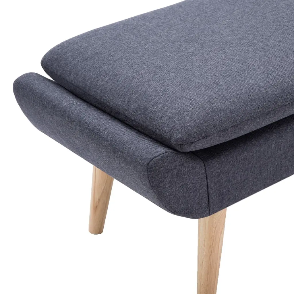 Upholstered Footstool Ottoman Grey Fabric Thickly Padded Seat for Living Room