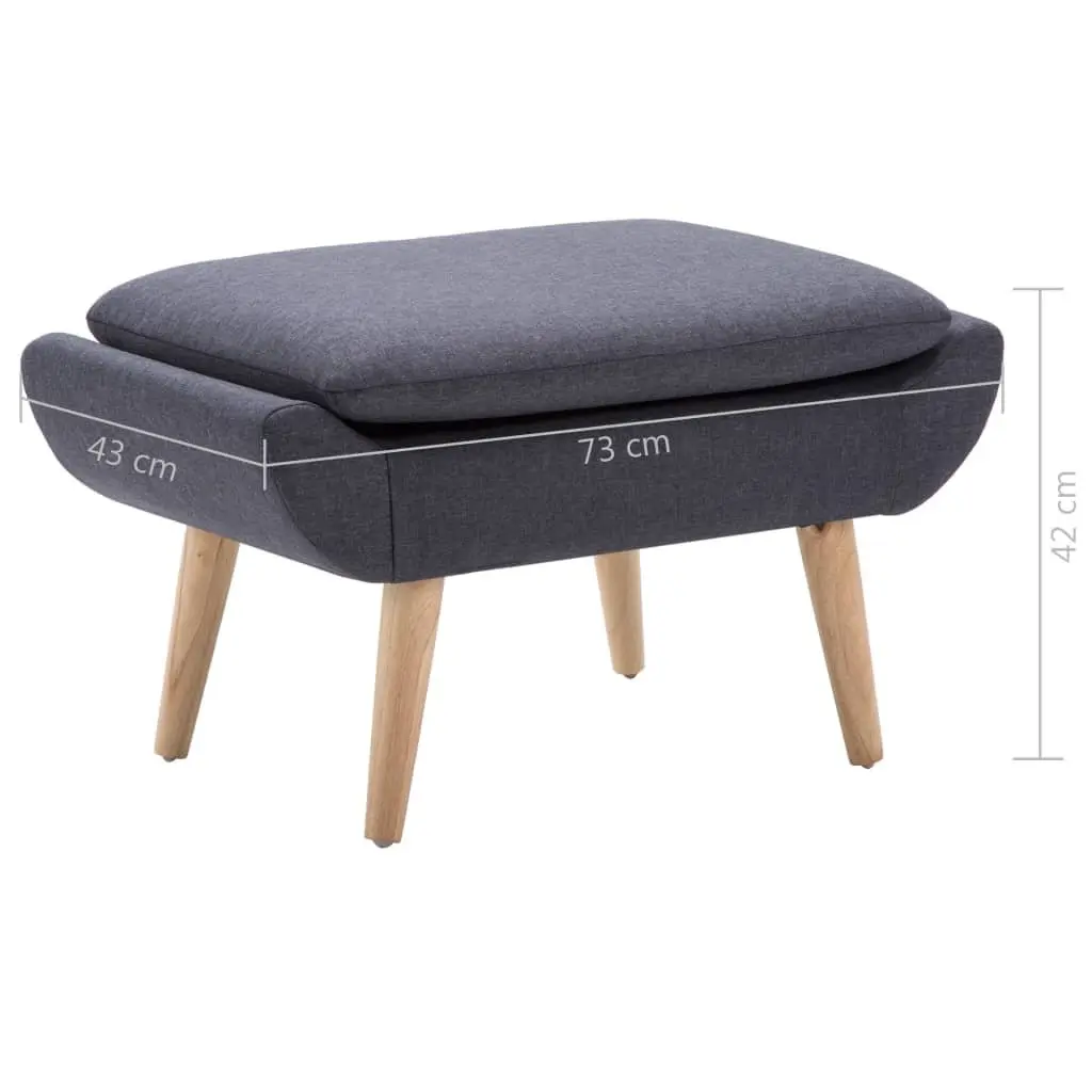 Upholstered Footstool Ottoman Grey Fabric Thickly Padded Seat for Living Room
