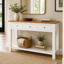 Elevate Your Space with a Solid Oak Console Table 118x35x77 cm