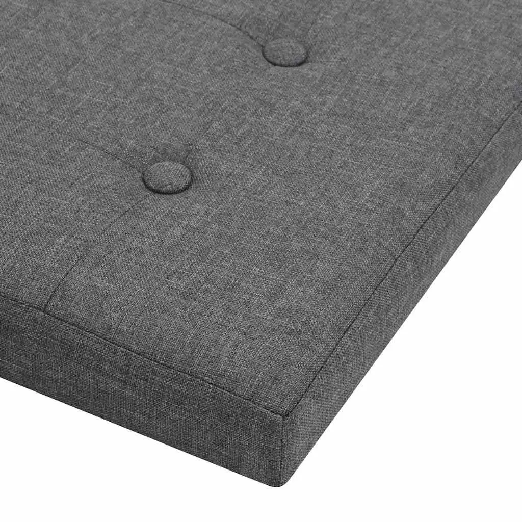 Folding Storage Stools Set of 2 Grey Faux Linen Removable Seat Tops Space Saving