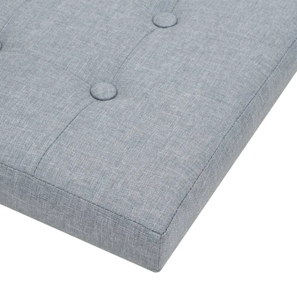 Folding Storage Stools 2 pcs Grey Faux Linen Upholstered Seat Removable Top
