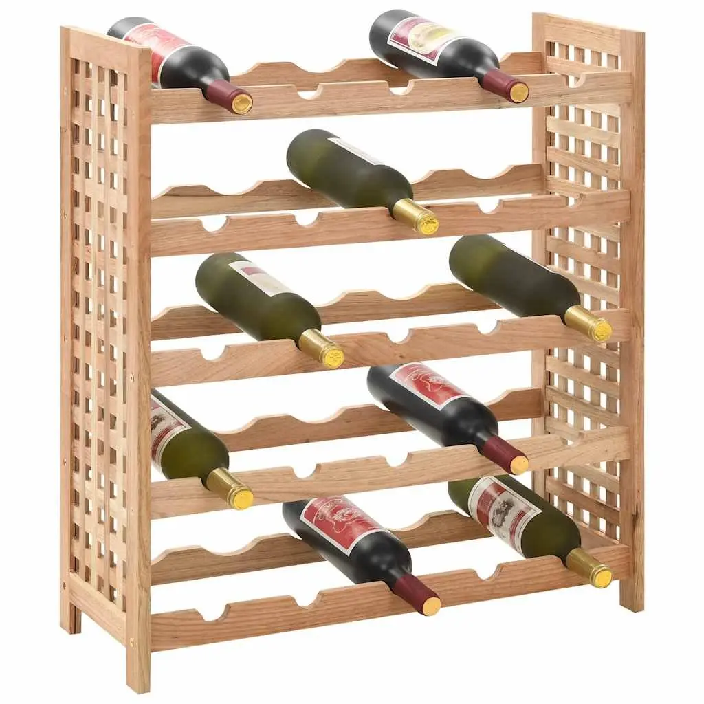 Wine Rack 5-Tier Solid Walnut Wood Storage Cabinet for 25 Bottles