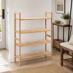 4-Shelf Shoe Storage Organiser in Solid Walnut Wood