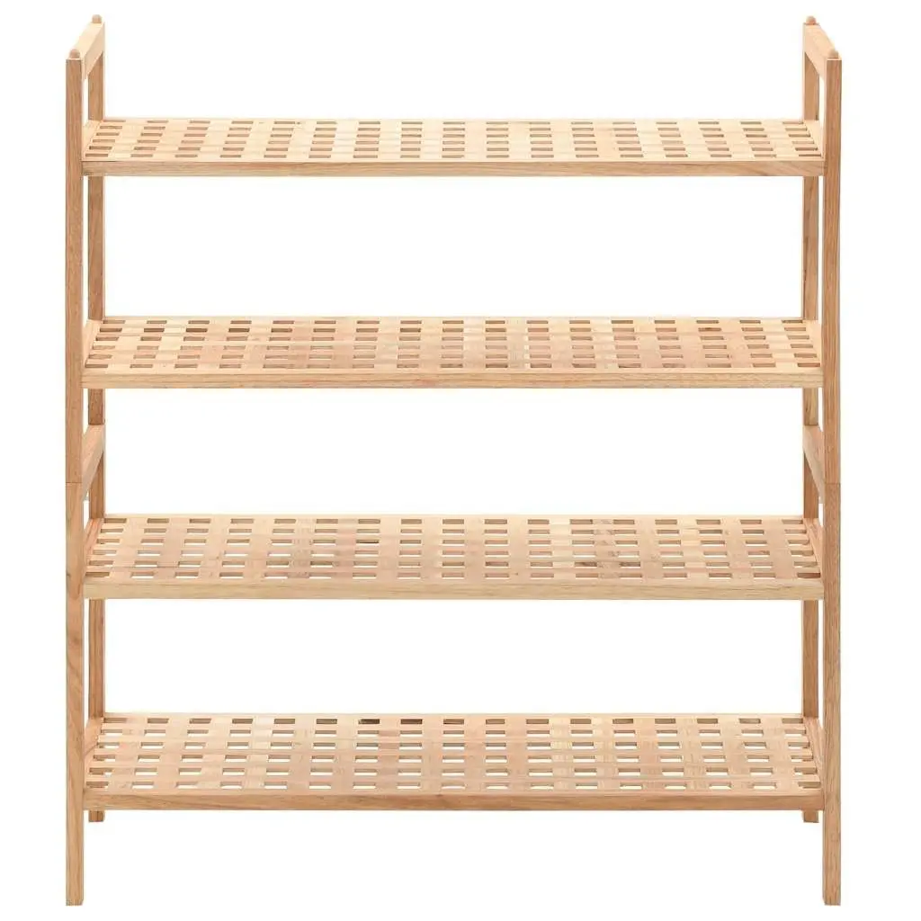 Shoe Rack 4 Shelves Walnut Wood Storage Organiser Latticed Platform