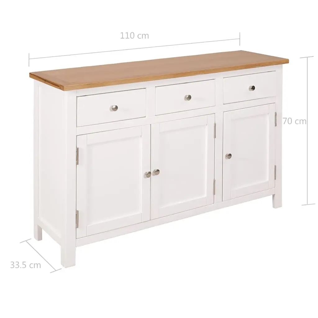 Solid Oak Wood Sideboard 110x33.5x70 cm Rustic Storage Cabinet