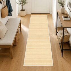 Bamboo Rug 80x200 cm Natural Beige Non-Slip Backing Floor Mat Indoor Decor