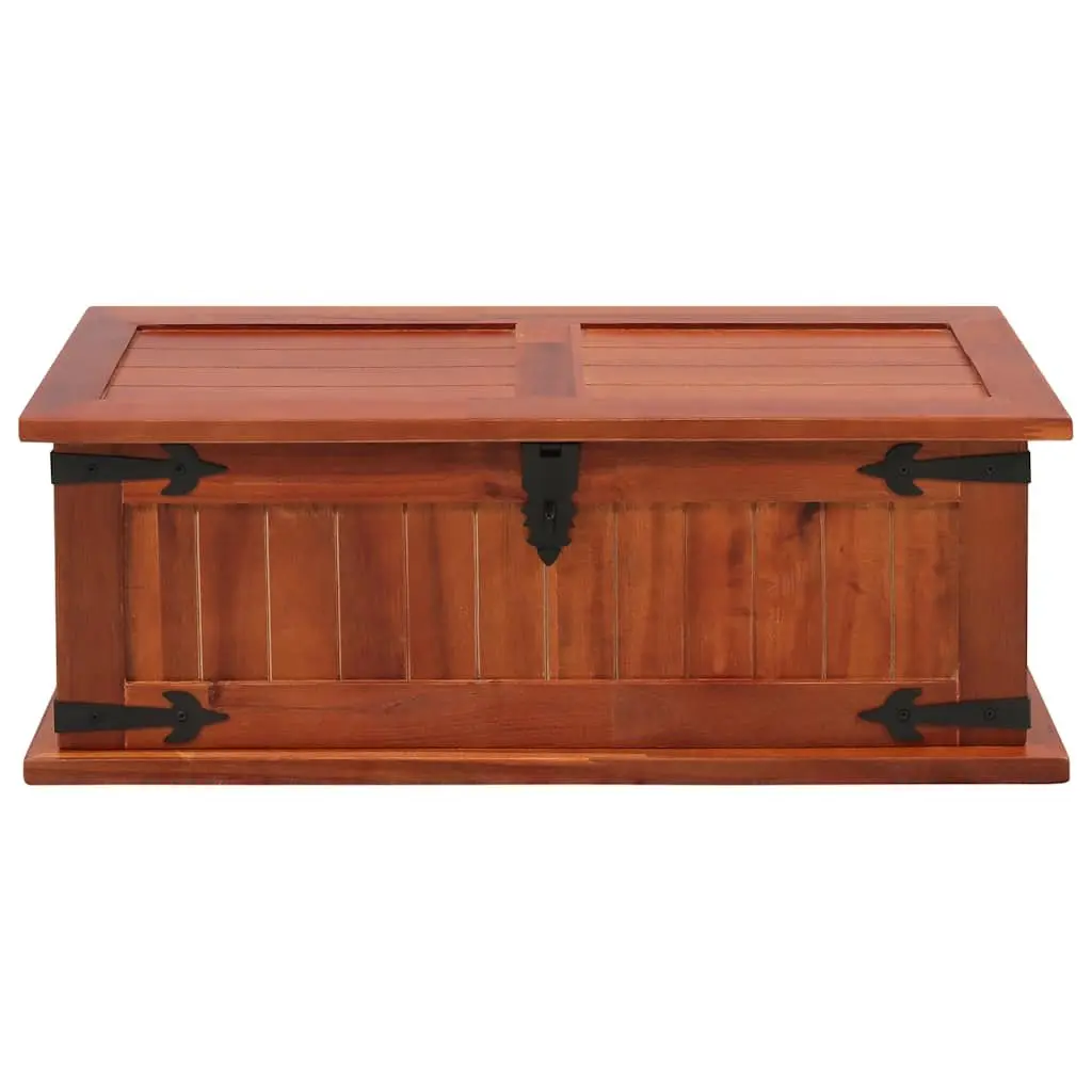 Storage Chest 60x25x22cm Solid Acacia Wood Handmade Brown Latch Closure Two Side Handles Flat Top