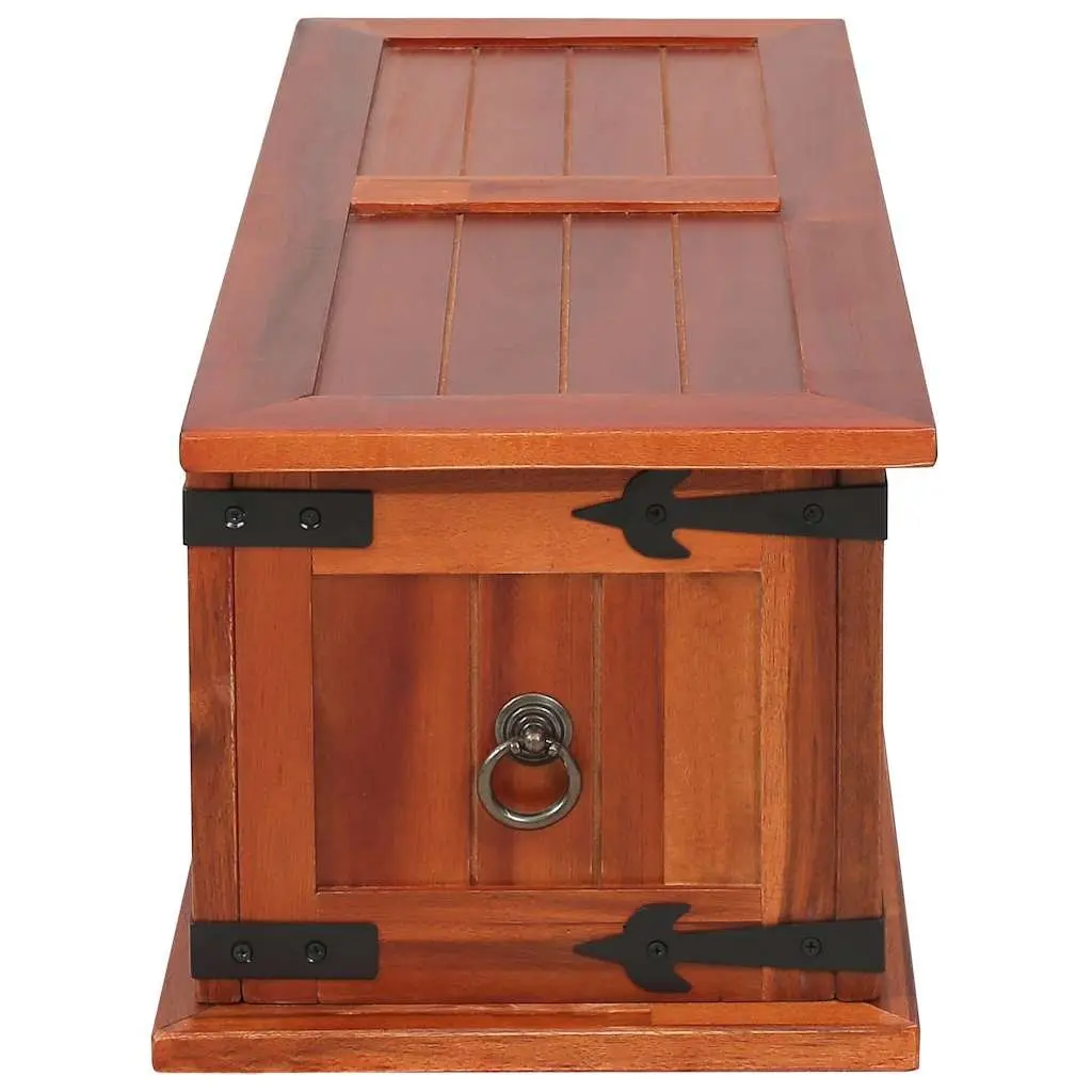 Storage Chest 60x25x22cm Solid Acacia Wood Handmade Brown Latch Closure Two Side Handles Flat Top