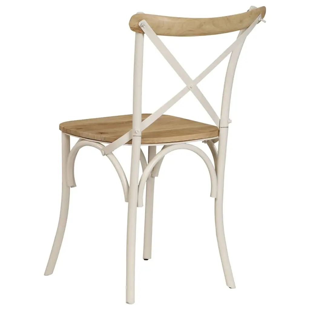 Dining Chair Set 2 Piece Kitchen Furniture White Solid Mango Wood Open Back