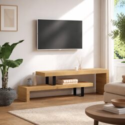 TV Stand Solid Mango Wood Brown Living Room Media Entertainment Cabinet Unit
