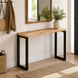 Console Table 120x35x76cm Solid Wood Mango Steel Brown Accent End Dining