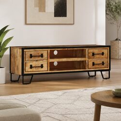 TV Cabinet with Drawers 120x30x40cm Brown Solid Mango Wood Living Room Storage