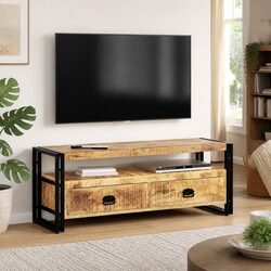 TV Cabinet 120x35x45 cm Solid Mango Wood Brown Vintage Style Storage Unit