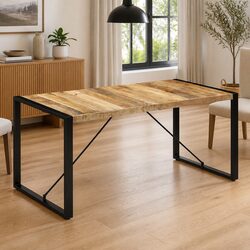 Dining Table 160x80x75cm Solid Mango Wood Industrial Kitchen Brown