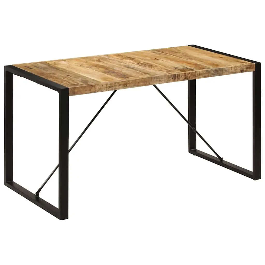 Dining Table 140x70x75cm Solid Mango Wood Industrial Style Kitchen Furniture Brown