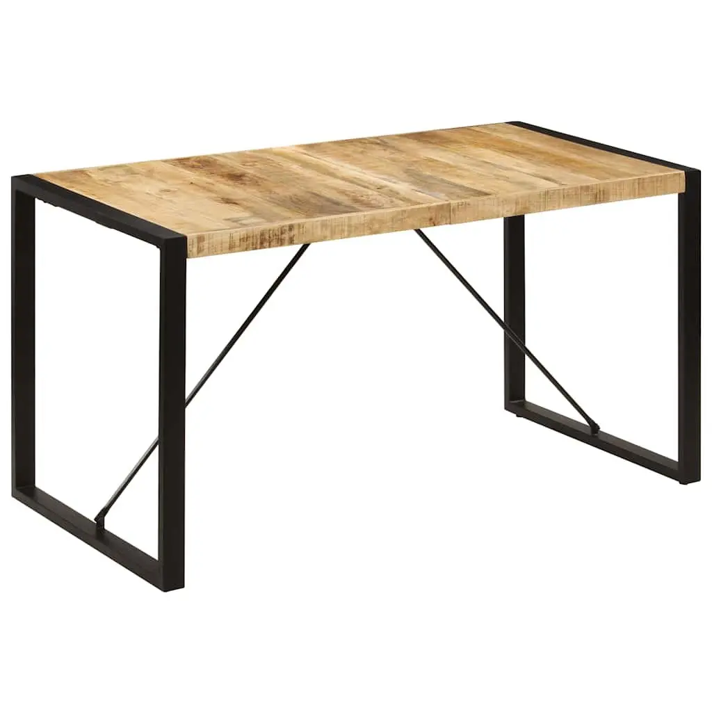 Dining Table 140x70x75cm Solid Mango Wood Industrial Style Kitchen Furniture Brown
