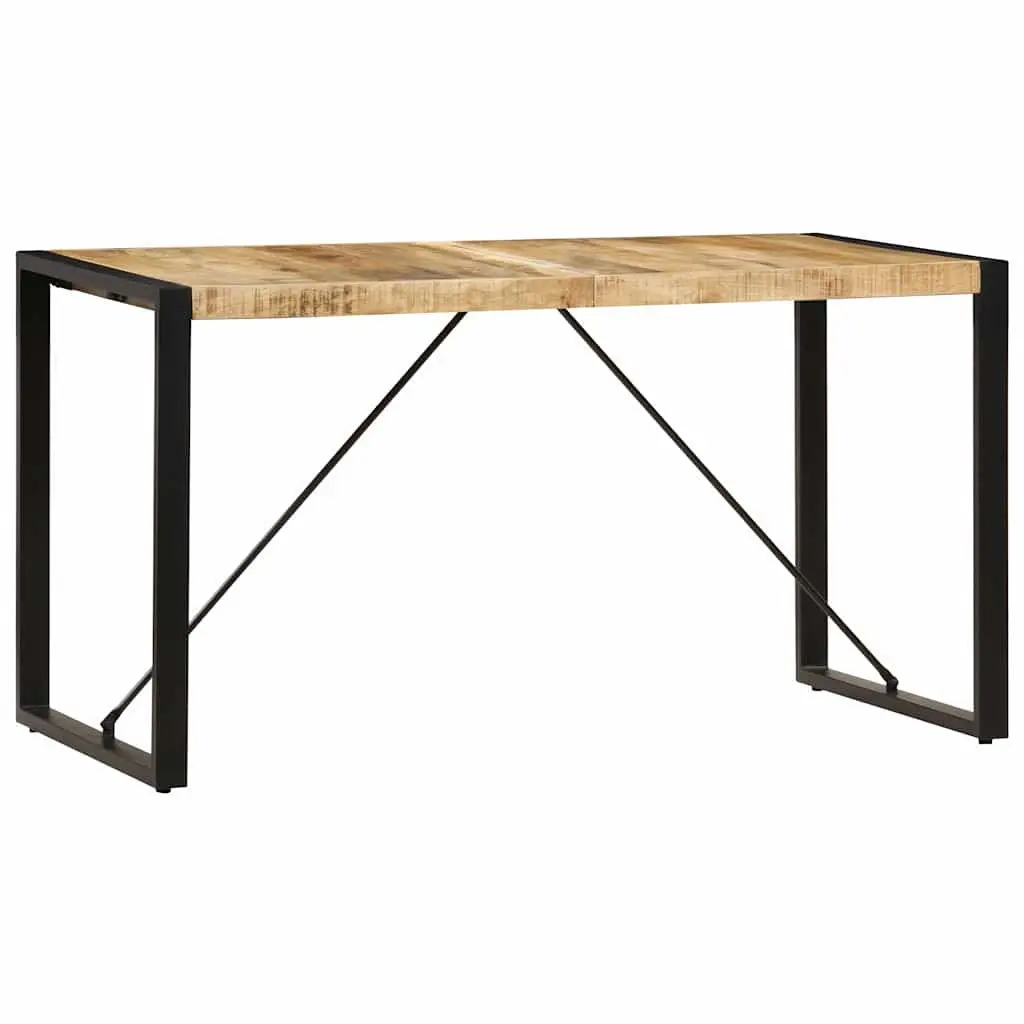 Dining Table 140x70x75cm Solid Mango Wood Industrial Style Kitchen Furniture Brown