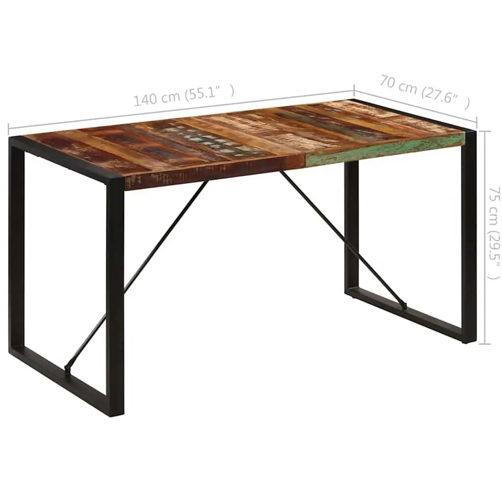 Dining Table 140x70x75 cm Solid Reclaimed Wood Handmade Rustic Kitchen Furniture