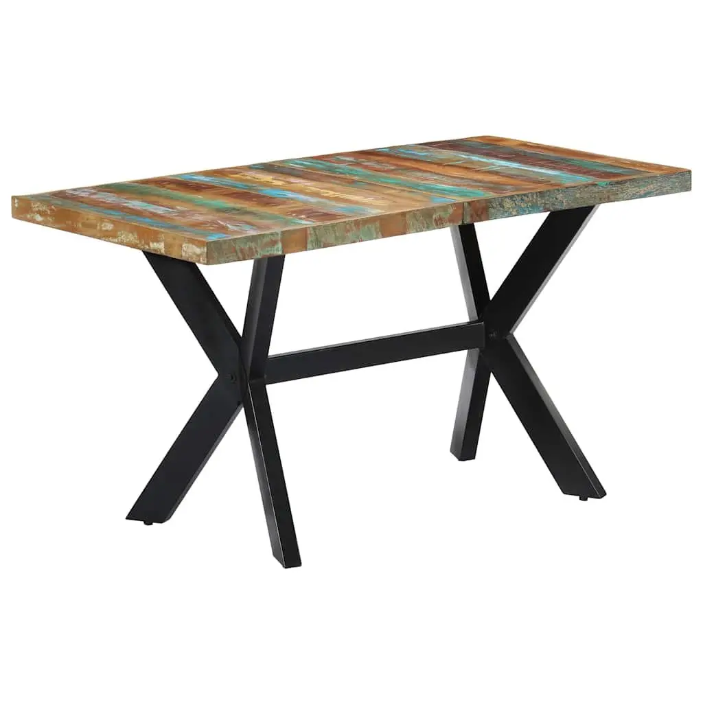 Dining Table 140x70x75 cm Solid Reclaimed Wood Steel Frame Industrial