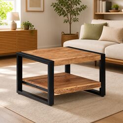 Retro Coffee Table 60x60x40 cm Handmade Solid Acacia