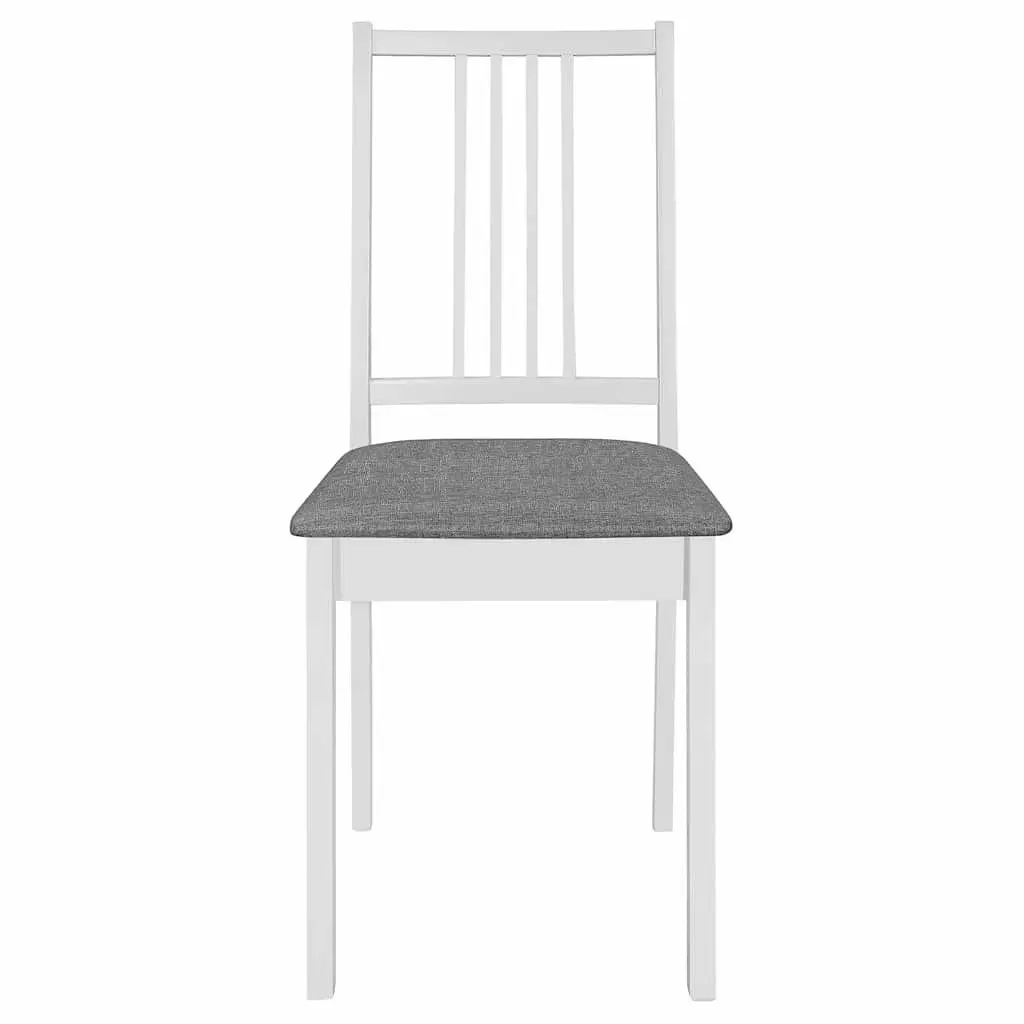 Dining Chairs 4 Piece White Solid Wood Cushioned Seating Set